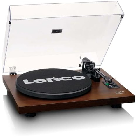 Lenco LS-600WA Bluetooth® Plattenspieler mit Zwei externen Lautsprechern und 2 x 30 Watt RMS Walnuss