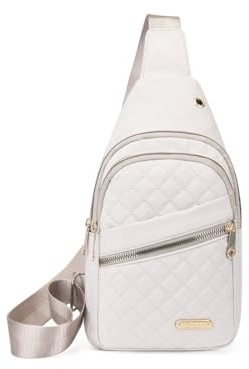 NAOYQ crossbody Sling Bag Klein Brusttasche Rucksack umhängetasche damen Bauchtasche mit breiter gurt schultertasche nylon Wasserdicht für Outdoorsport,Radfahren, Reisen Weiss