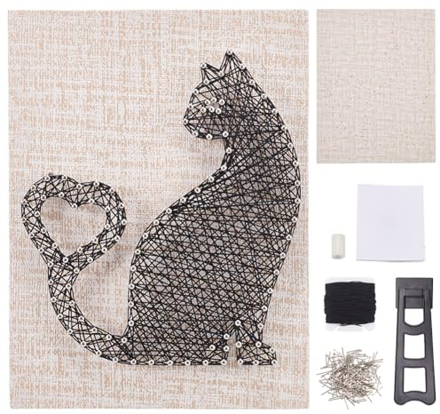 WEBEEDY Kit de Arte con Cuerdas para Manualidades, Kit de Manualidades para Gatos, Kits de Manualidades Creativos para Niñas, Decoraciones de Mesa de Pared para el Hogar para Adultos