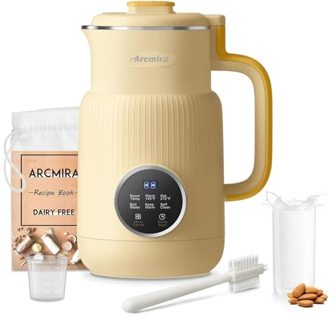 Arcmira 𝟲 𝗶𝗻 𝟭 Nut Milk Maker, 20 oz(600ml) Homemade Almond, Oat, Soy, Coconut, Plant Based and Non Dairy Beverages, Milk Blender Machine with Delay Start, Keep Warm, Boil Water, Self Cleaning