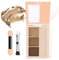 Boobeen Eyebrow Powder Kit Three Colors Brow Definer, Professional Brow Contour Kit, Eyebrow Makeup Palette for Women Beginners