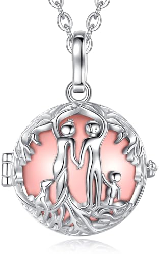 CELESTIA Collier Bola de Grossesse Famille Arbre Pendentif Argent - Bijoux Cadeau pour Femme Enceinte Future Maman - 114 cm