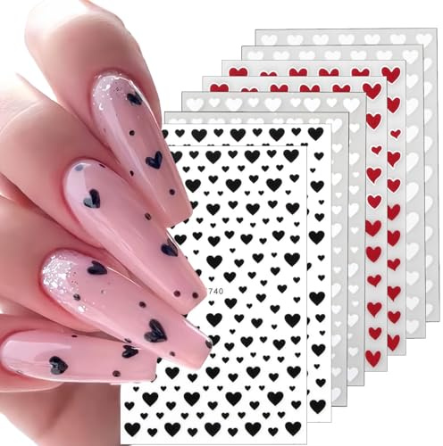 8 Adesivi per Unghie, Decalcomanie a Forma di Cuore, Fiori di Ciliegio per Manicure, Accessori Autoadesivi per Donna Ragazze