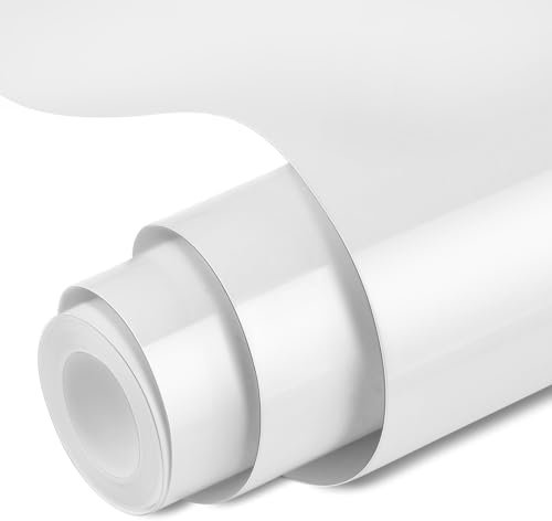 OSDUE Heat Transfer Vinyl Roll HTV Vinyl, 12 x 10ft White Iron on Vinyl for T-Shirts, DIY Clothes, Bags, Shoes and Other Textiles, Heat Press Vinyl for DIY Craft Designs
