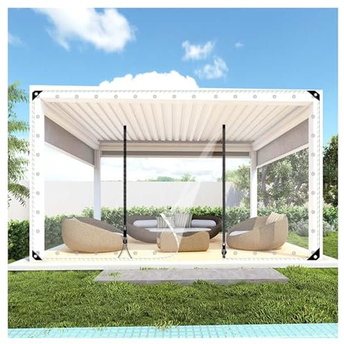 ZXCASDF Outdoor Clear Curtain Waterproof with Zipper，PVC Tarpaulin with Zipper，Waterproof Tarpaulin with Eyelets，Zipper door transparent tarpaulin，Outdoor Clear Tarp Curtains(H2xW2m/H6.5xW6.5ft)