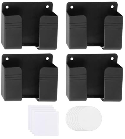cxxtkcxxlc Set di 4 Porta Smartphone Muro, Autoadesivi Supporto Cellulare Muro con Porta di Ricarica, Ideale per Telecomandi e Piccole Parti, Nero
