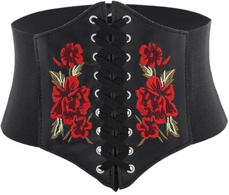 Corsetto Donna per Le Donne Pizzo in Vita Cintura Elastica Donna, Cinturino in Vita in Pelle con lacci Corsetto elastico Cintura retrò Cinch, per Vestirsi Costume di Halloween Carnevale di Venezia