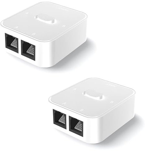 JOFUUM 2X Selector de Conmutador LAN CAT6 RJ45 de 2 Puertos 1000 Mbps 2 en 1 Salida / 1 en 2 Salidas 2 en 1 Salida Divisor de Red RJ45