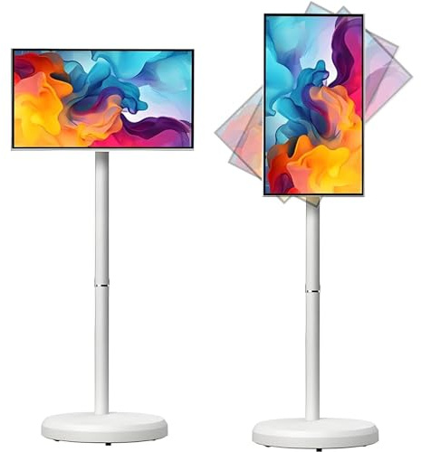 21.5/24/27/32 Pollici Televisione Portatile 8 GB di RAM + 128 GB di Memoria, 1920x1080 TV Portatile su Ruote, Schermo Orientabile TV Touch per Casa, Ufficio, Scuola, Esterni 27in