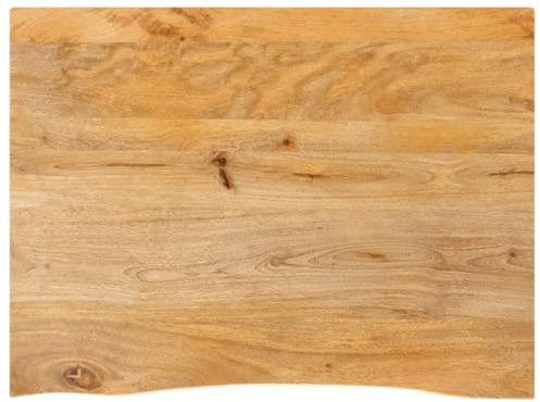 Mokuyary Levande kantbordsskiva, 90 x 60 x 2,5 cm, massivt mangoträ, ersättningsbricka för soffbord, matbord, kontor, kök -A