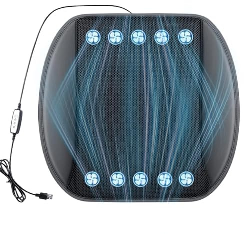 Generico Cuscino Sedile Auto - 42x40cm Ventilato 12v 24v con Ventola Raffreddamento Traspirante | Coprisedile Auto Universale Estivo Supporto Seduta | Cuscino Sedile Fresco per Guida Viaggio Comfort