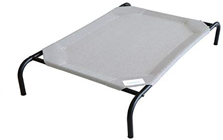 Coolaroo Original Elevated Dog Bed - Breathable Off-The-Ground Pet Bed with Cooling Fabric, Joint Relief & Moisture-Resistant Fabric, 100% Recyclable, Easy Clean, Grey, Large