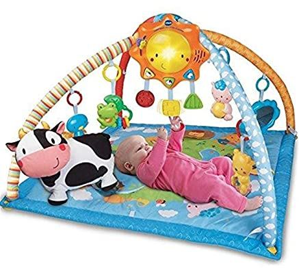 VTech Mantita de Juego cantarín 2 en 1, Manta y Gimnasio de Aprendizaje para bebé con más de 40 Canciones, Frases y melodías, Panel extraíble, Multicolor (80-146422)