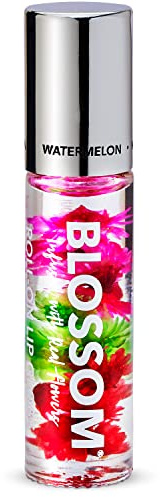 Blossom Roll on Lip Gloss, Scented Clear High Shine Moisturizing Lip Oil, Non Sticky, Infused with Real Flowers, Made in USA, 0.2oz, Watermelon