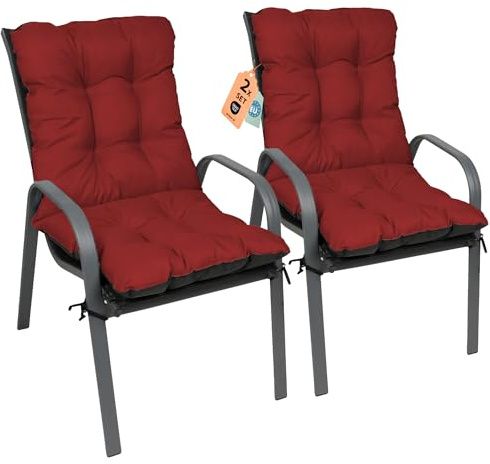 SuperKissen24. Set di 2 Cuscini per Sdraio 96x48 cm da Esterno ed Interno Resistente e Comodo per Sedie Reclinabili, Spiaggine e Poltrone da Giardino - Rosso Scuro