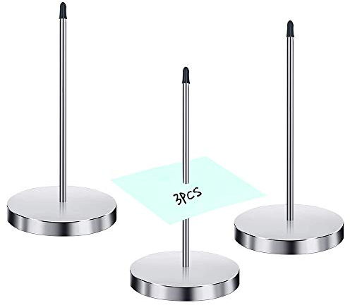 3 Stücke Teiliger Quittungsspike Papierspike Quittungshalter Zettelspießer, Silberner Gerader Stab Ticket Hinweis Spike Check Desk Bill Spike, Spikes Stick mit Rundem Ständer Dicker Spindelstab