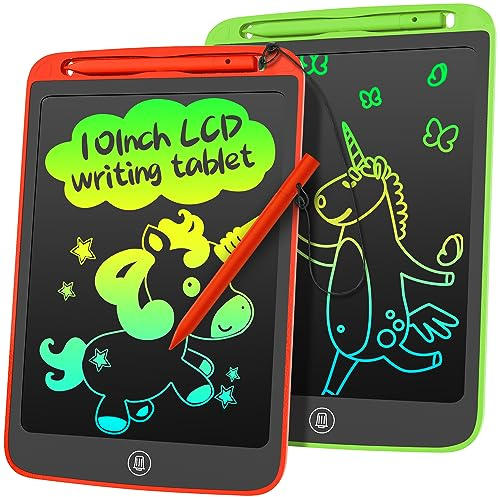 SOOOO LCD Writing Tablet for Kids 2 Pack, 10 inch Colorful Doodle Board for 3 4 5 6 Year Old Kid, Sensory Toy, Educational Sketch Pad Toys for Girls Boys, Gifts for Kid, Randomly a Lanyard