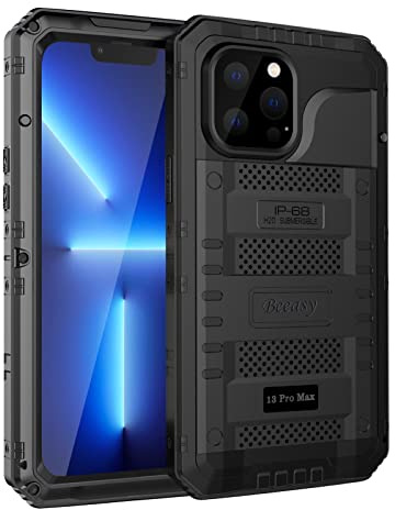 Beeasy for iPhone 13 Pro Max Case Waterproof Heavy Duty Shockproof Tough Metal Armour Cover Dustproof Built-in Screen Protector, 360 Full Body Military Protective Rugged Case for 13 Pro Max 6.7”