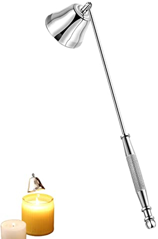 TFSYLISA Éteignoir à Bougie,Accessoire de Bougie en Acier Inoxydable avec Longue Poignée,Outil de Bougie en Forme De Cloche pour Eteindre Bougies en Sécurité Argent