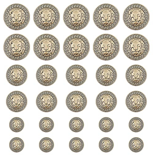 DXLing 30 Stück Runde Goldene Knöpfe - Metallknöpfe in 3 Größen 15mm 20mm 25mm - Gold Knöpfe Set zum Annähen für Blazer, Uniform, Jacke - Für Männer und Frauen