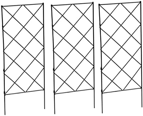 Plant Climbing Trellis Frame Garden Flower Plant Growing Support Metal Iron Trellis Wall Foldable Black 3PCS Arbours