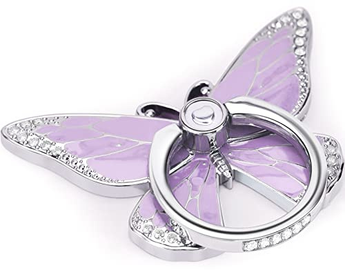 Doflyesky Butterfly Cell Phone Ring Grip Holder, 360 Degrees Rotation Phone Ring Grip Stand, Metal Finger Kickstand Compatible with iPhone, Samsung Galaxy, Android Phone