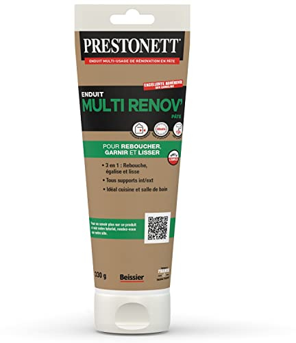 Enduit Lissage et Rebouchage 3 en 1 PRESTONETT MULTI RENOV en Pâte en Tube 330 G pour Intérieur et Extérieur PRESTONETT MULTI RENOV
