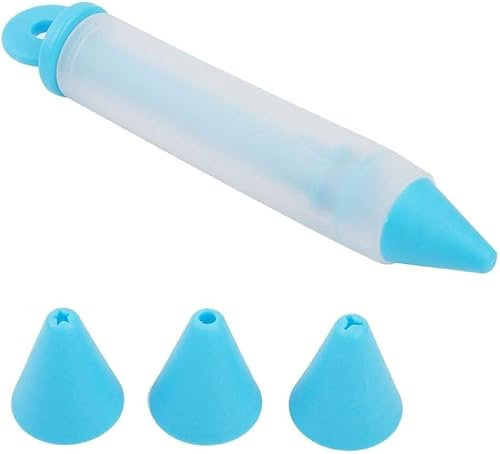 LATRAT 1 jeringa para repostería, bolígrafo decorativo para tartas, con 4 boquillas diferentes, para chocolate y glaseado, jeringa para decorar tartas para escribir (azul, JJJN20230731-1