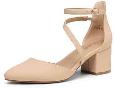 Dream Pairs Zapatos Tacón Bajo Mujer NUBUCK COLOR NUDE 36.5