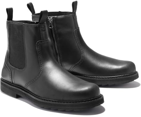 High-Top in Pelle Chelsea Stivali Uomo con Cerniera Laterale Impermeabile Ecopelle Business Dress Caviglia Booties,Nero,47 EU