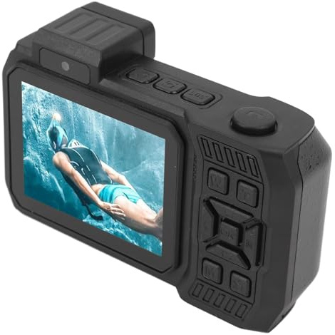 Undervattenskamera, Kamera med Dubbla Skärmar, Vattentät, 65 MP Kamera Autofokus, 10x Optisk Zoomkamera 2,88 Tum 1,44 Tum. SOS-ficklampa med en Knapp (BLACK)