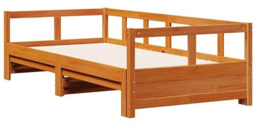 vidaXL Dormeuse Senza Materasso Marrone Cera 90x200 cm Legno di Pino, Divano Letto Estraibile, Letto per Ospiti, Divano Letto Matrimoniale
