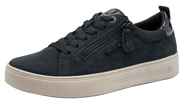 Tamaris Comfort Damen Sneaker flach mit Reißverschluss Freizeit, Blau (Navy Suede), 41 EU