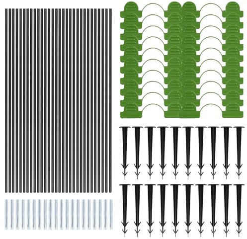 Losxuido 30PCS Pflanztunnel Bögen Gewächshausreifen mit 6mm Kunststoff Umwickelt Fiberglas Tunnelbogen Für Hochbeet Garten Gewächshaus Reifen Pflanzenwachstum Tunnel Stützrahmen Pflanzenschutz Kit