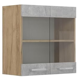 Vicco Küchenglashängeschrank R-Line, Glashängeschrank, Beton, 60 cm