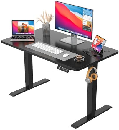JUMMICO Electric Standing Desk 100 x 60 cm Home Office Height Adjustable Desk, Computer Lift Table with Smart Panel, Sit Stand Desk with Height Memory, Black