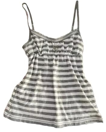 Floral Graphic Crop Tops Women Spaghetti Strap Tank Top Y2k Coquette Bow Tie Camisole Vintage Grunge Streetwear (Stripe Grey White,Medium)