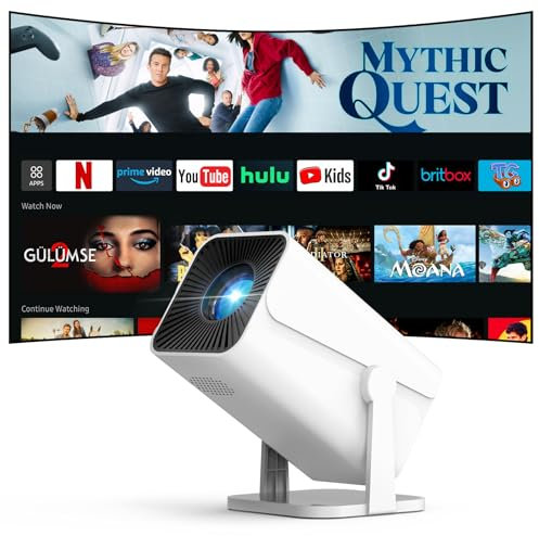 Videoprojecteur, [App intégrée] Projecteur Video avec WiFi 6 Bluetooth 4K 1080P Supporté, Focus Électrique & Auto Keystone, 270°Rotation Mini Retroprojecteur, Compatible avec TV Stick/HDMI/iOS/Android