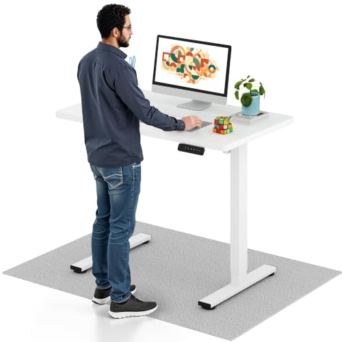 SANODESK Escritorio Elevable Eléctrico con Tablero Entero 100 x 60 cm, Regulable en Altura, Estructura Telescópica Bidireccional, con Control de Memoria y Tecnología Anticolisión, Blanco