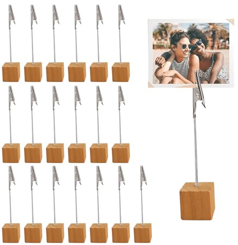 Doafoce 20 Pcs Portafotos Pinzas Soporte Fotos Pinza con Base y Cierre Clip Cocodrilo Foto Titular Memo Clip Carpetas de Mensajes para Oficina Comedor Boda Fiesta