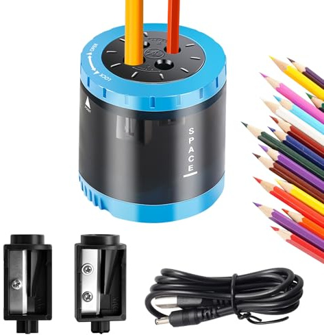 Taille Crayon Electrique Pour Enfants, Taille Crayon Electrique 4 Tailles 6-12 mm, Automatique 4 Trous, Crayons Epais et Fins, Parfait pour Les Enfants Au Bureau Ou à La Maison (bleu)
