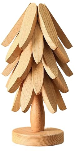 Dessous de Plat en Bois Naturel pour Plats Chauds, casseroles et poêles Chaudes, Dessous de Plat en Bois, sous-Verres empilables, Coussinets en Forme d'arbre de antidérapant