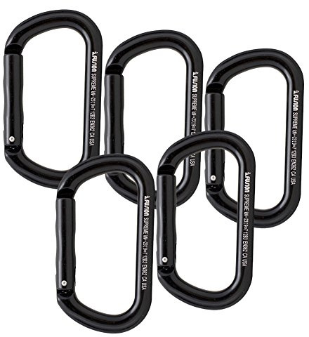 Fusion Climb Supreme II Aluminum Oval-Shape Carabiner 5-Pack,Black,One Size,(FP-9318-BLK-5P)