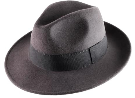 Classic Italy - Cappello Fedora Feltro Ripiegabile Idrorepellente Fedora - Size 55 cm - Anthracite
