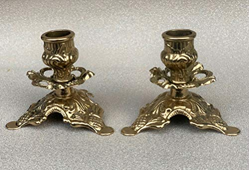 artissimo 2 x Kerzenleuchter Messing Gold Kerzenständer Barock jugendstill Kerzenhalter Gedeckte Tisch Tischleuchter 80-322