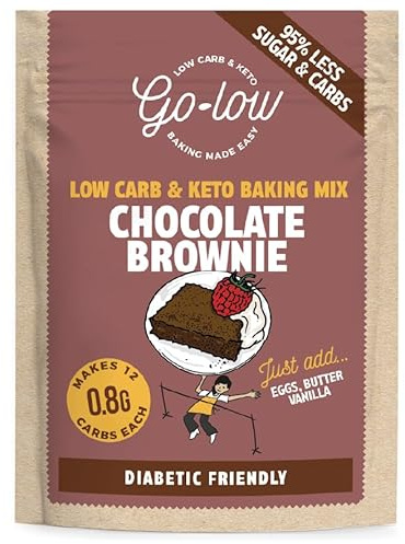 GO-LOW Keto Brownie Mix 0.8g Carbs, Sugar-Free & Diabetic-Friendly. Made with Raw Cacao & Almond Flour – Gluten-Free, Vegan & Paleo. No Additives, Just Wholefood Ingredients – Easy-Bake Fudgy Brownies