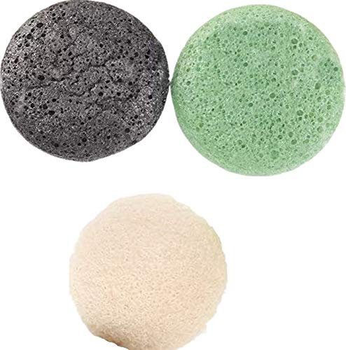 Voarge Konjac Lot de 3 éponges de nettoyage profondes, pour nettoyage et soin du visage