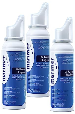 Marimer Natural Saline Nasal Spray, 3.38 fl oz (100 ml) Each – 3 Pack | Isotonic Seawater (0.9%) for Daily Nasal Cleansing & Moisturizing