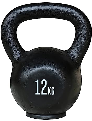 TITAN LIFE PRO Kettlebell 12kg. Schwarz. Klassische und professionelle Kugelhantel aus Eisen. Pulverbeschichteter Griff