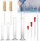 Messzylinder Glas, 10 pcs Dickglas Graduierten Glasmesszylinder Set mit 4 Meßzylinder 5ml/10ml/50ml/100ml 3 Glaspipetten 1 Glasstab 2 Bürst für Reagenzglas für Labor Lebensmittel Forschung Medizin